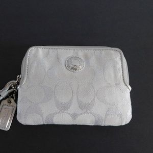 COACH Silver Signature Zip Around Wallet